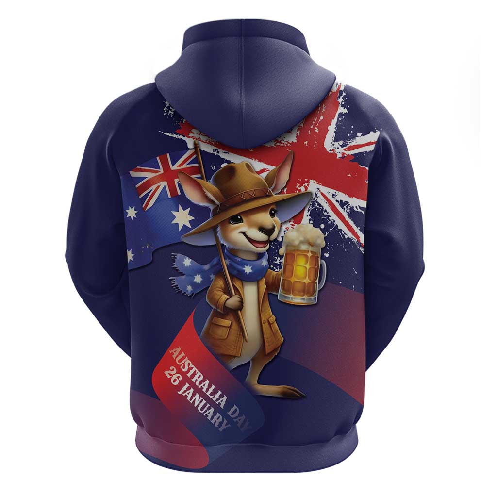 Australia Day Kangaroo Flag Hoodie Aussie Aussie Aussie Oi Oi Oi - Aussie Hoodie