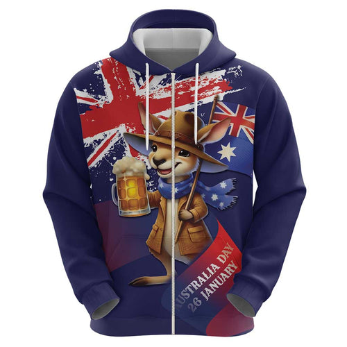 Australia Day Kangaroo Flag Hoodie Aussie Aussie Aussie Oi Oi Oi - Aussie Hoodie