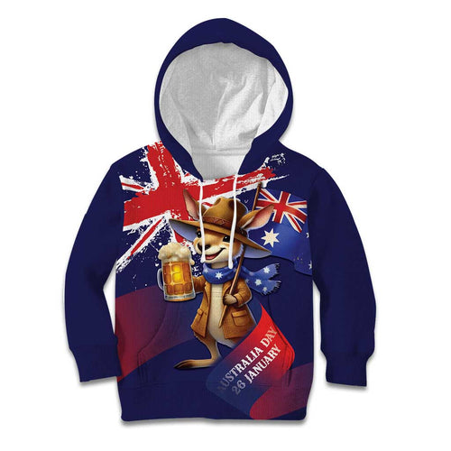Australia Day Kangaroo Flag Kid Hoodie Aussie Aussie Aussie Oi Oi Oi - Aussie Hoodie