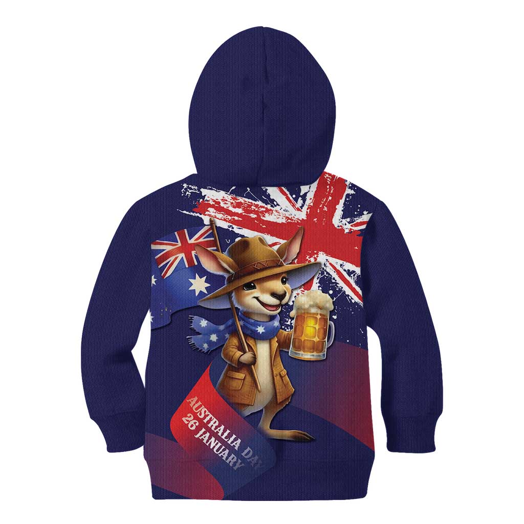 Australia Day Kangaroo Flag Kid Hoodie Aussie Aussie Aussie Oi Oi Oi - Aussie Hoodie
