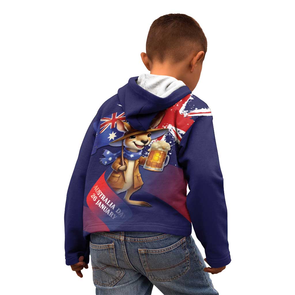 Australia Day Kangaroo Flag Kid Hoodie Aussie Aussie Aussie Oi Oi Oi - Aussie Hoodie