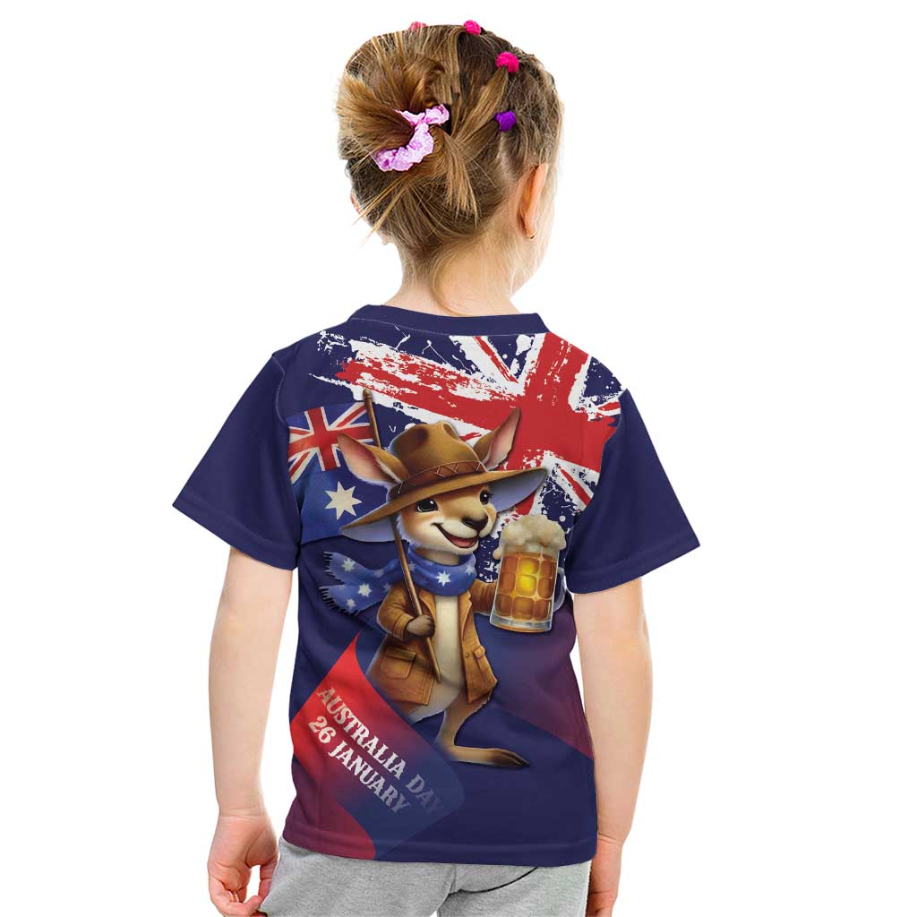 Australia Day Kangaroo Flag Kid T Shirt Aussie Aussie Aussie Oi Oi Oi - Aussie Hoodie