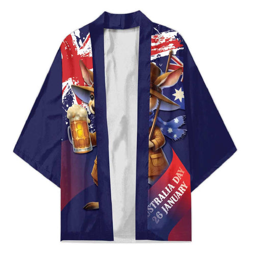 Australia Day Kangaroo Flag Kimono Aussie Aussie Aussie Oi Oi Oi - Aussie Hoodie