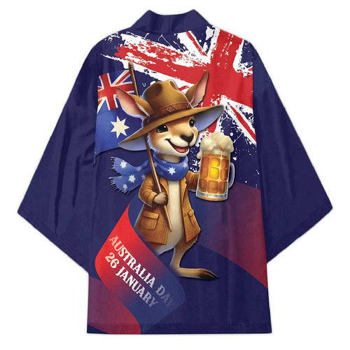 Australia Day Kangaroo Flag Kimono Aussie Aussie Aussie Oi Oi Oi - Aussie Hoodie