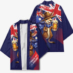 Australia Day Kangaroo Flag Kimono Aussie Aussie Aussie Oi Oi Oi - Aussie Hoodie