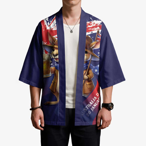 Australia Day Kangaroo Flag Kimono Aussie Aussie Aussie Oi Oi Oi - Aussie Hoodie