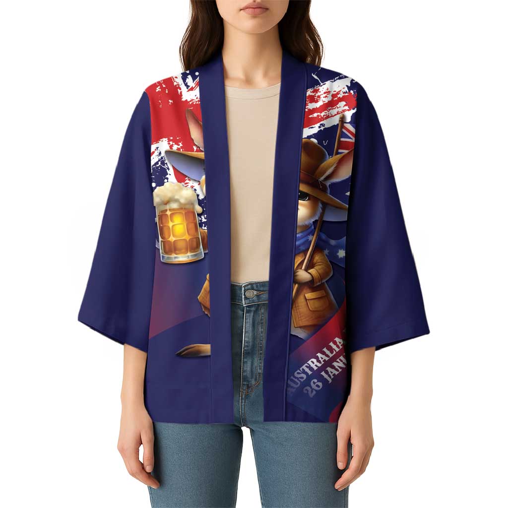 Australia Day Kangaroo Flag Kimono Aussie Aussie Aussie Oi Oi Oi - Aussie Hoodie