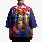 Australia Day Kangaroo Flag Kimono Aussie Aussie Aussie Oi Oi Oi - Aussie Hoodie