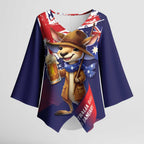Australia Day Kangaroo Flag Kimono Sleeve Blouse Aussie Aussie Aussie Oi Oi Oi - Aussie Hoodie