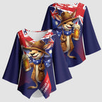 Australia Day Kangaroo Flag Kimono Sleeve Blouse Aussie Aussie Aussie Oi Oi Oi - Aussie Hoodie
