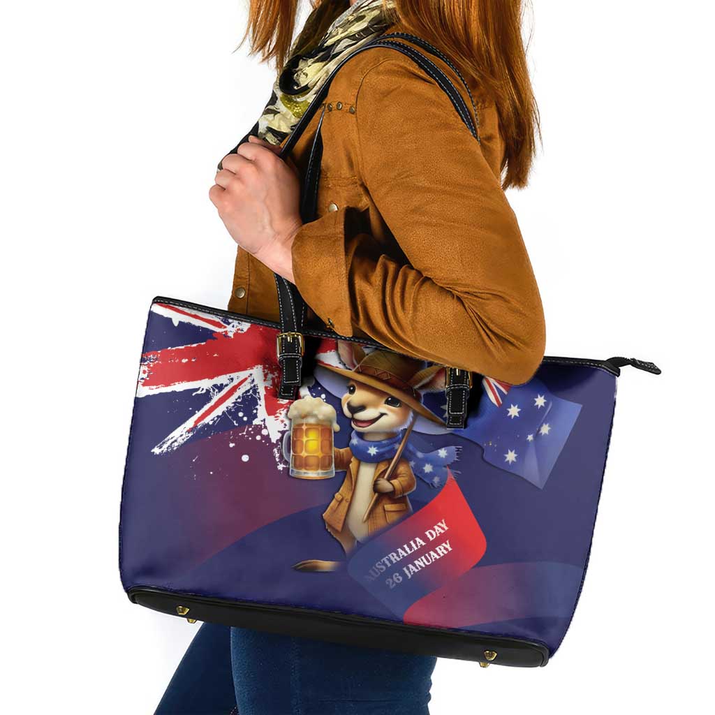 Australia Day Kangaroo Flag Leather Tote Bag Aussie Aussie Aussie Oi Oi Oi - Aussie Hoodie