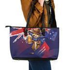 Australia Day Kangaroo Flag Leather Tote Bag Aussie Aussie Aussie Oi Oi Oi - Aussie Hoodie
