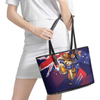 Australia Day Kangaroo Flag Leather Tote Bag Aussie Aussie Aussie Oi Oi Oi - Aussie Hoodie