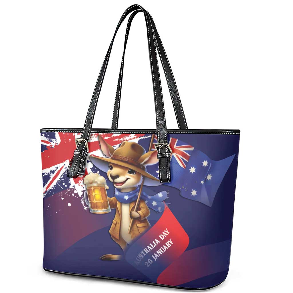 Australia Day Kangaroo Flag Leather Tote Bag Aussie Aussie Aussie Oi Oi Oi - Aussie Hoodie