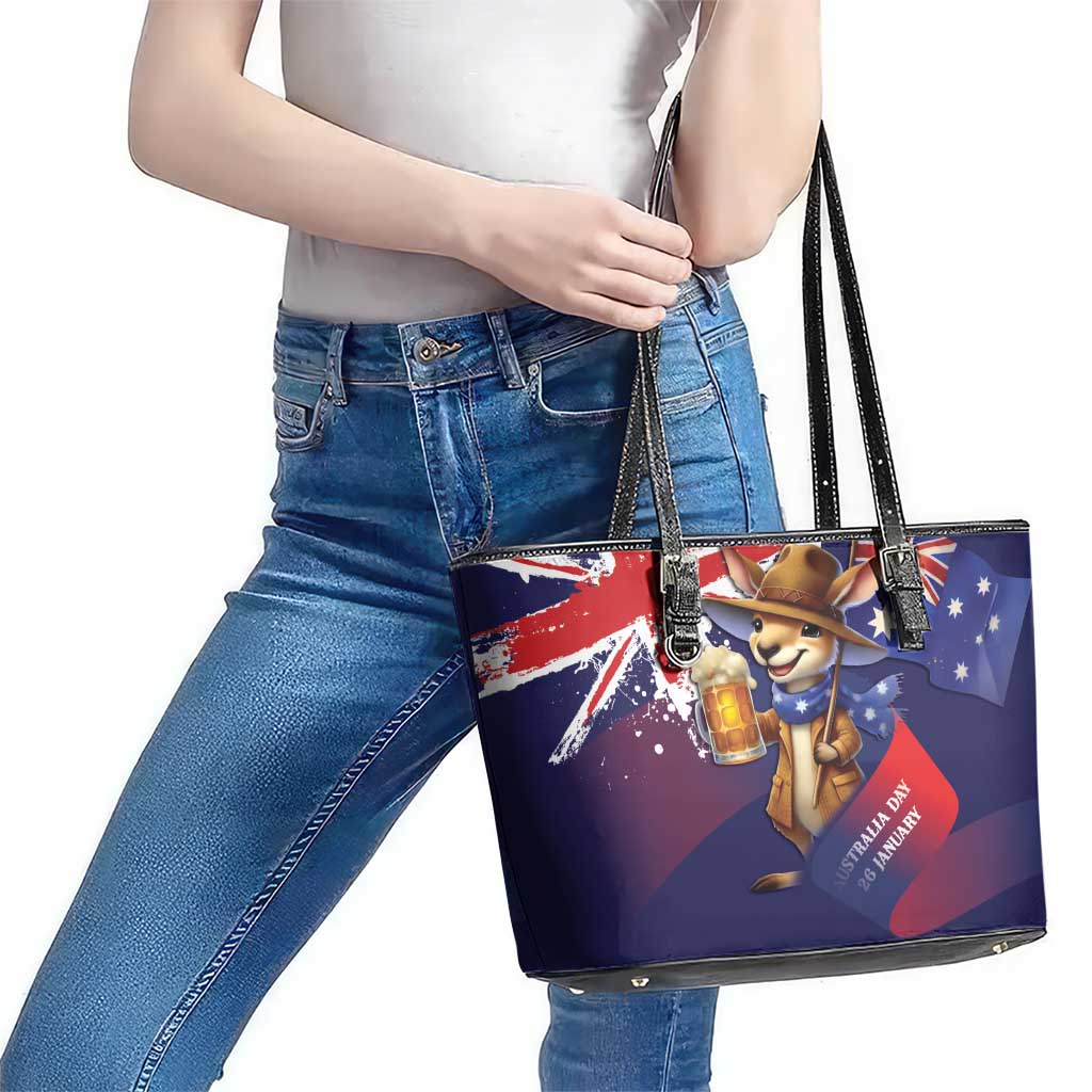 Australia Day Kangaroo Flag Leather Tote Bag Aussie Aussie Aussie Oi Oi Oi - Aussie Hoodie