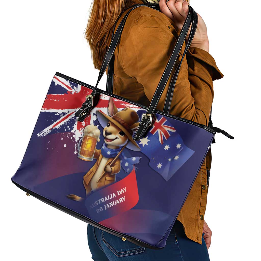Australia Day Kangaroo Flag Leather Tote Bag Aussie Aussie Aussie Oi Oi Oi - Aussie Hoodie