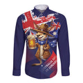 Australia Day Kangaroo Flag Long Sleeve Button Shirt Aussie Aussie Aussie Oi Oi Oi - Aussie Hoodie