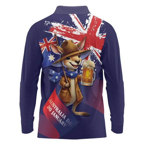 Australia Day Kangaroo Flag Long Sleeve Polo Shirt Aussie Aussie Aussie Oi Oi Oi - Aussie Hoodie
