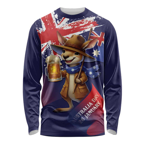 Australia Day Kangaroo Flag Long Sleeve Shirt Aussie Aussie Aussie Oi Oi Oi - Aussie Hoodie