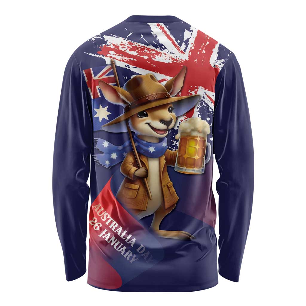Australia Day Kangaroo Flag Long Sleeve Shirt Aussie Aussie Aussie Oi Oi Oi - Aussie Hoodie