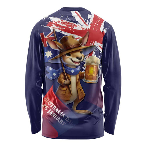 Australia Day Kangaroo Flag Long Sleeve Shirt Aussie Aussie Aussie Oi Oi Oi - Aussie Hoodie