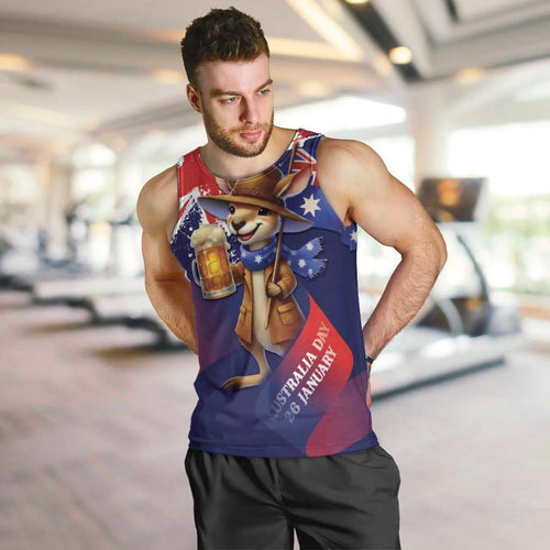 Australia Day Kangaroo Flag Men Tank Top Aussie Aussie Aussie Oi Oi Oi - Aussie Hoodie