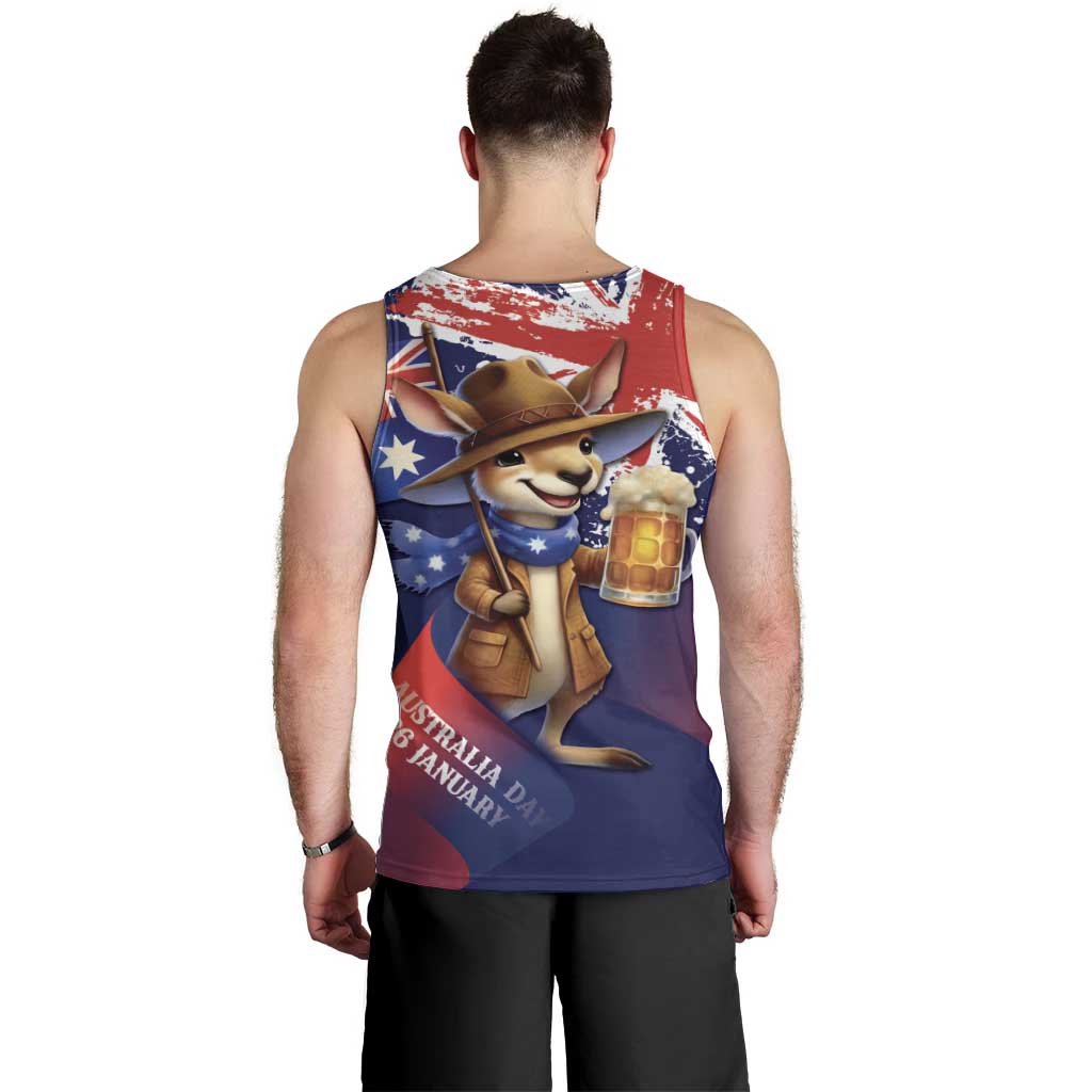 Australia Day Kangaroo Flag Men Tank Top Aussie Aussie Aussie Oi Oi Oi - Aussie Hoodie