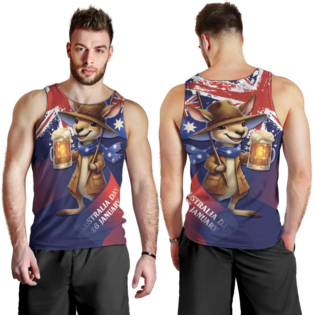 Australia Day Kangaroo Flag Men Tank Top Aussie Aussie Aussie Oi Oi Oi - Aussie Hoodie