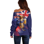 Australia Day Kangaroo Flag Off Shoulder Sweater Aussie Aussie Aussie Oi Oi Oi - Aussie Hoodie