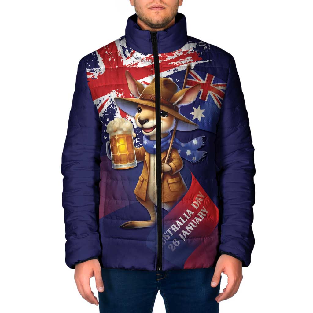 Australia Day Kangaroo Flag Padded Jacket Aussie Aussie Aussie Oi Oi Oi - Aussie Hoodie