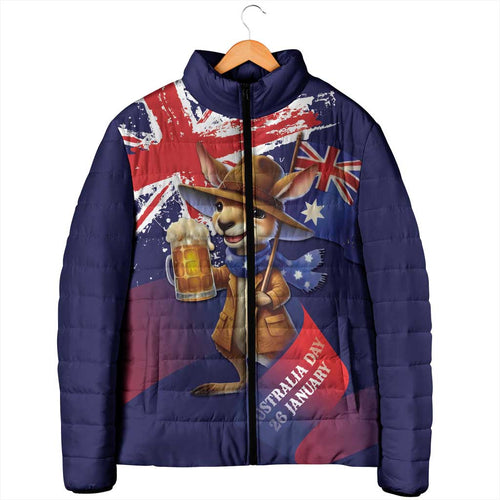 Australia Day Kangaroo Flag Padded Jacket Aussie Aussie Aussie Oi Oi Oi - Aussie Hoodie