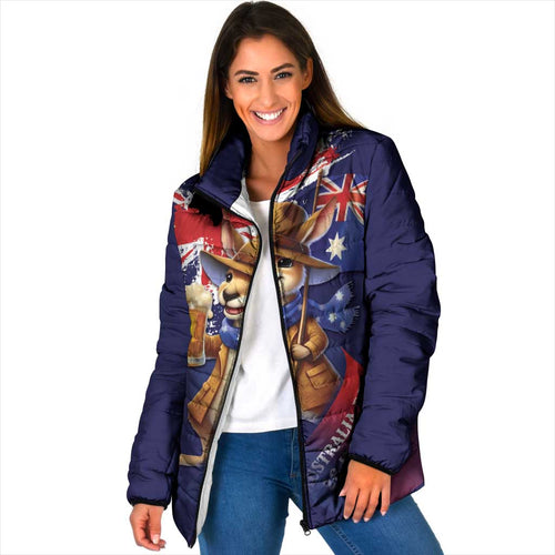 Australia Day Kangaroo Flag Padded Jacket Aussie Aussie Aussie Oi Oi Oi - Aussie Hoodie