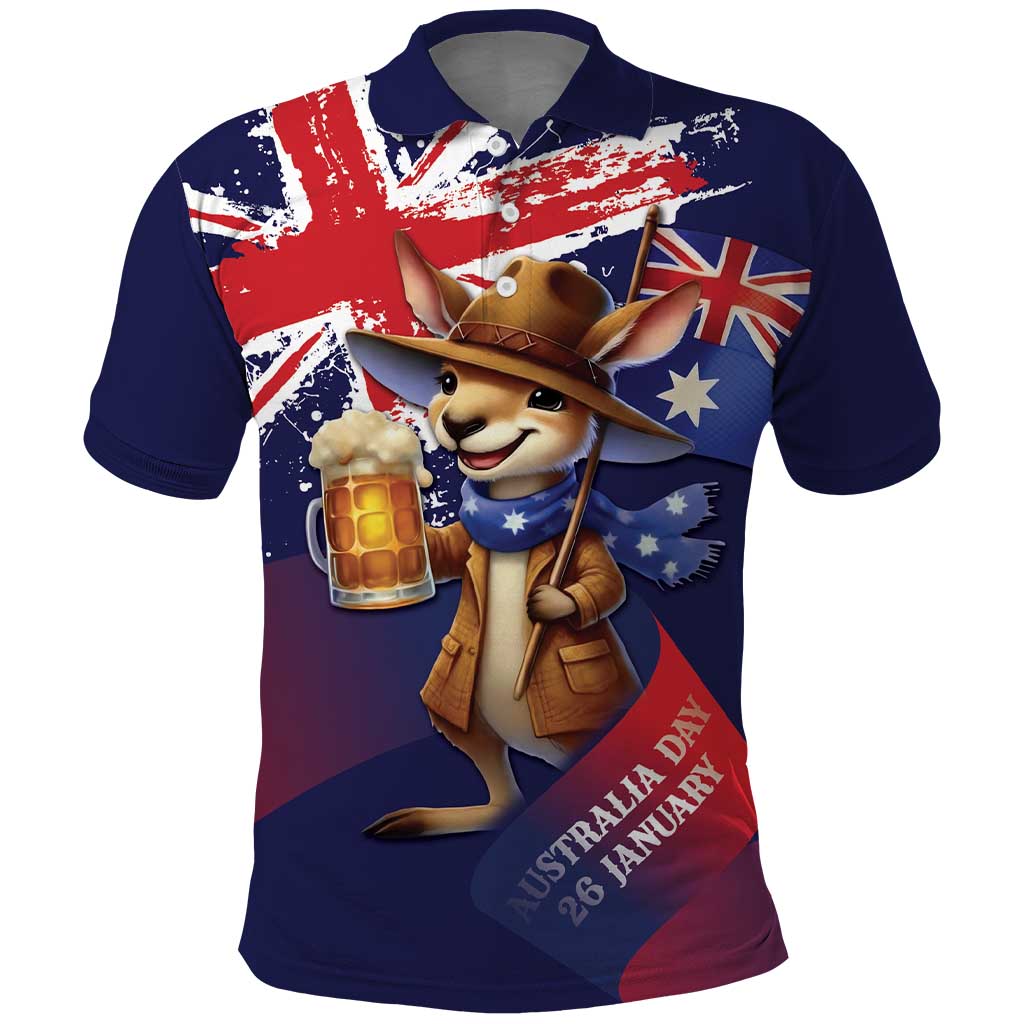 Australia Day Kangaroo Flag Polo Shirt Aussie Aussie Aussie Oi Oi Oi - Aussie Hoodie