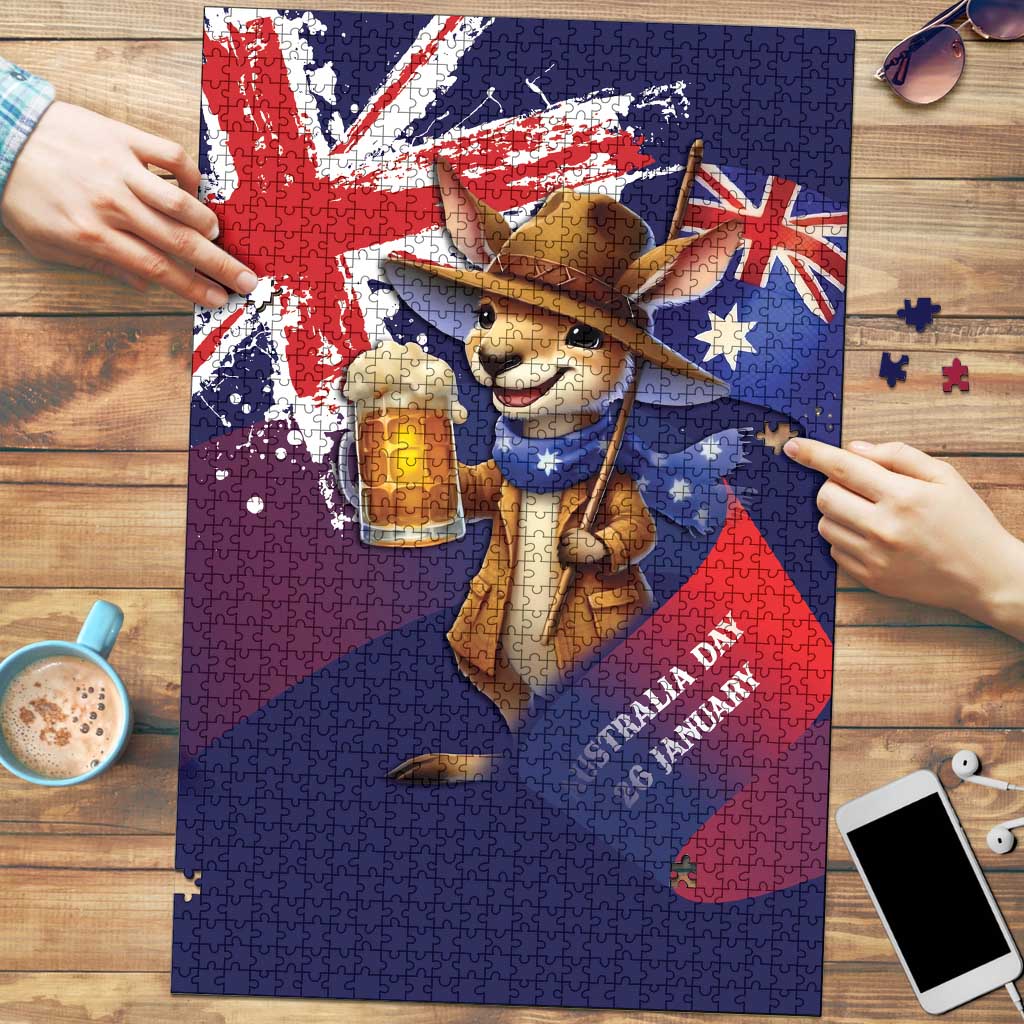 Australia Day Kangaroo Flag Puzzle Aussie Aussie Aussie Oi Oi Oi - Aussie Hoodie