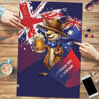 Australia Day Kangaroo Flag Puzzle Aussie Aussie Aussie Oi Oi Oi - Aussie Hoodie