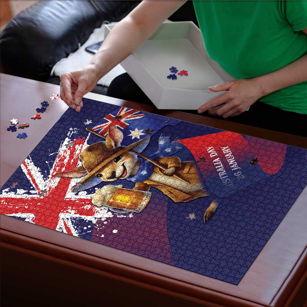 Australia Day Kangaroo Flag Puzzle Aussie Aussie Aussie Oi Oi Oi - Aussie Hoodie