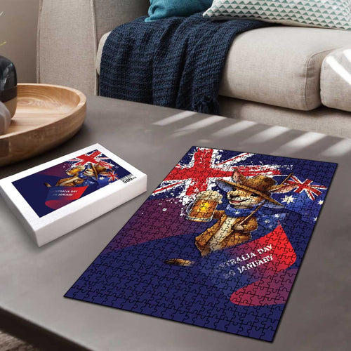 Australia Day Kangaroo Flag Puzzle Aussie Aussie Aussie Oi Oi Oi - Aussie Hoodie