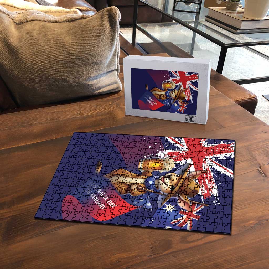 Australia Day Kangaroo Flag Puzzle Aussie Aussie Aussie Oi Oi Oi - Aussie Hoodie