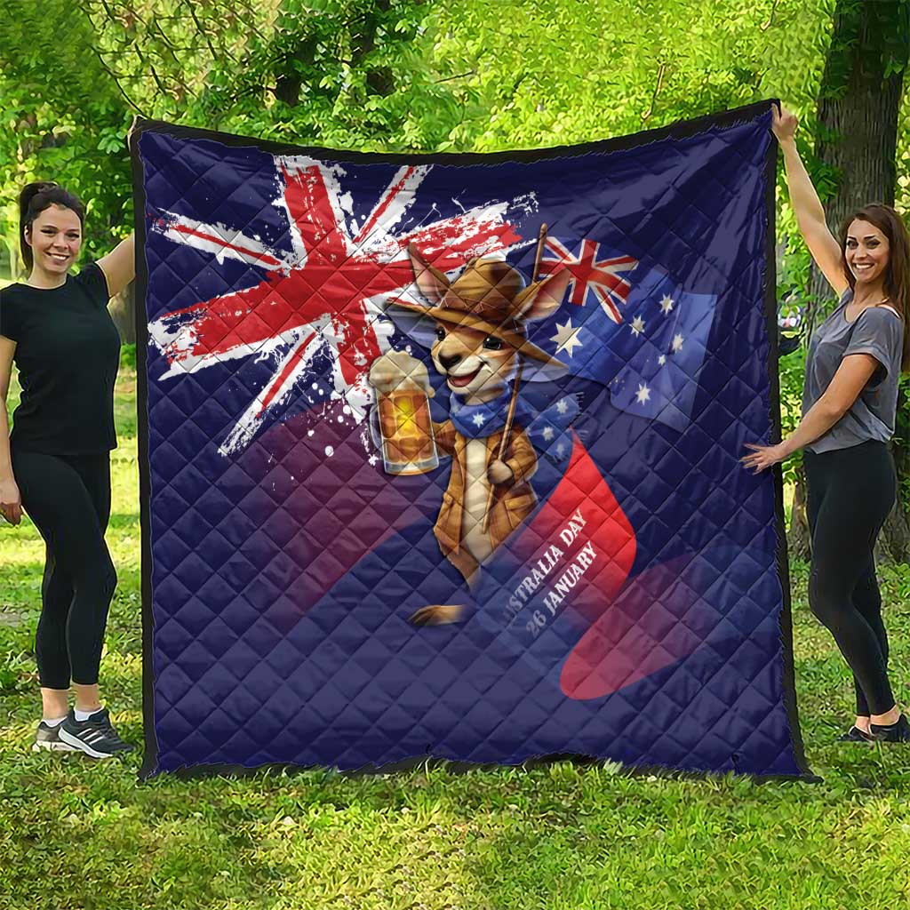 Australia Day Kangaroo Flag Quilt Aussie Aussie Aussie Oi Oi Oi - Aussie Hoodie