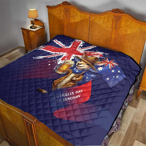Australia Day Kangaroo Flag Quilt Aussie Aussie Aussie Oi Oi Oi - Aussie Hoodie