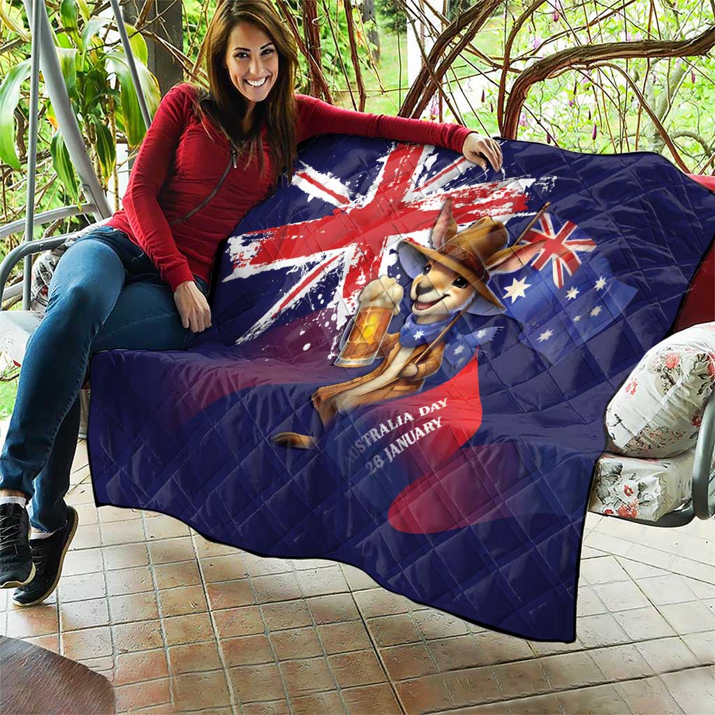 Australia Day Kangaroo Flag Quilt Aussie Aussie Aussie Oi Oi Oi - Aussie Hoodie