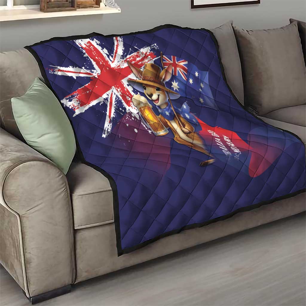 Australia Day Kangaroo Flag Quilt Aussie Aussie Aussie Oi Oi Oi - Aussie Hoodie
