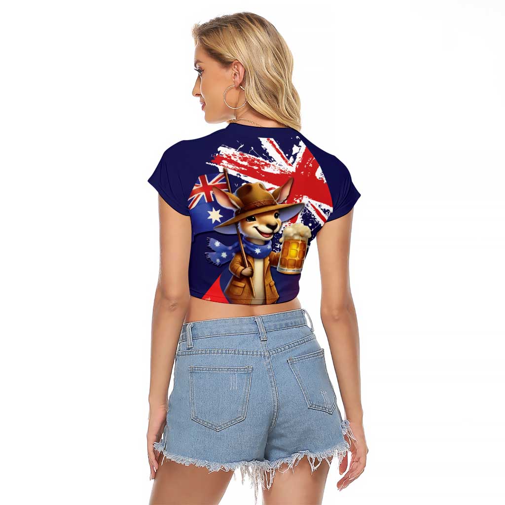 Australia Day Kangaroo Flag Raglan Cropped T Shirt Aussie Aussie Aussie Oi Oi Oi - Aussie Hoodie