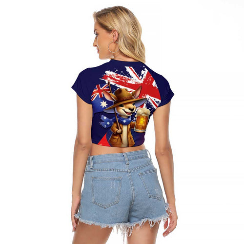 Australia Day Kangaroo Flag Raglan Cropped T Shirt Aussie Aussie Aussie Oi Oi Oi - Aussie Hoodie