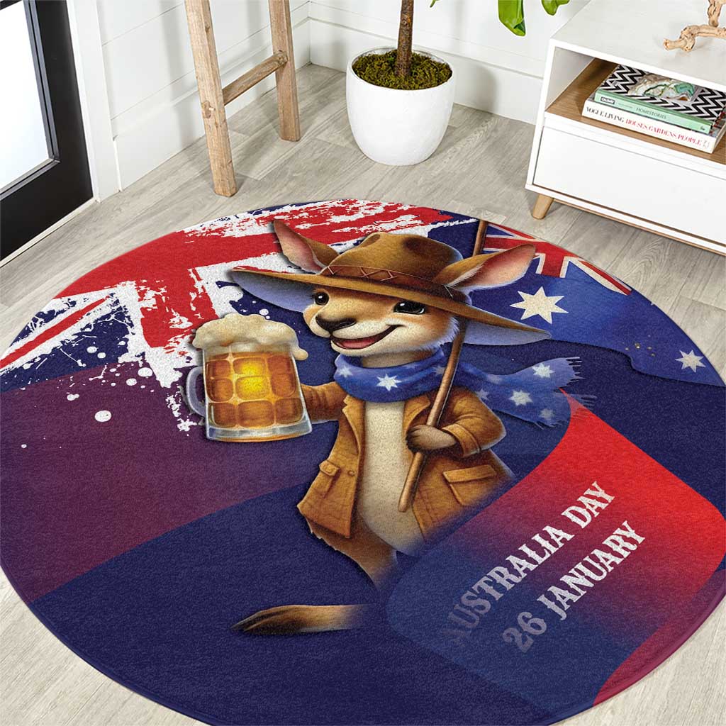 Australia Day Kangaroo Flag Round Carpet Aussie Aussie Aussie Oi Oi Oi - Aussie Hoodie