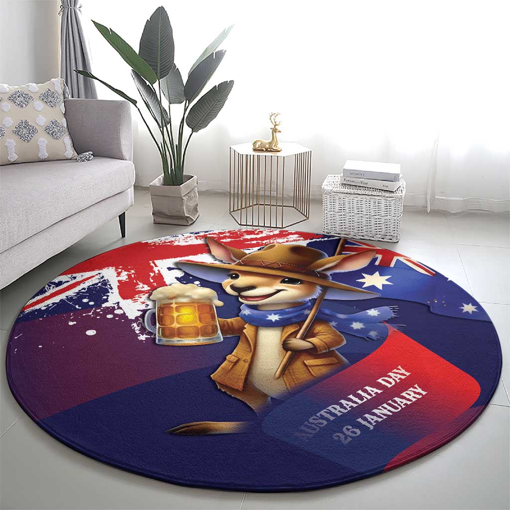 Australia Day Kangaroo Flag Round Carpet Aussie Aussie Aussie Oi Oi Oi - Aussie Hoodie