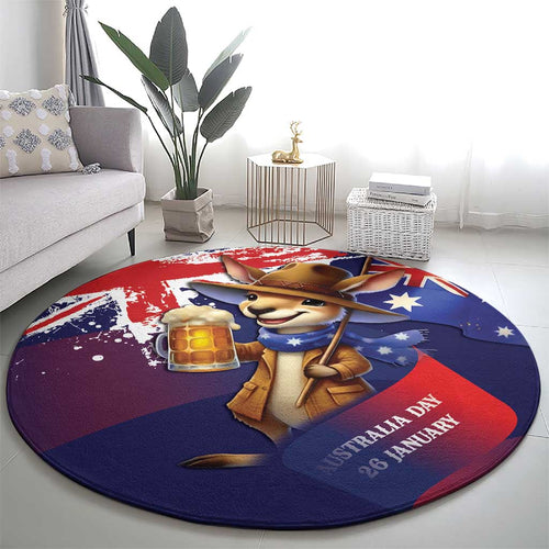 Australia Day Kangaroo Flag Round Carpet Aussie Aussie Aussie Oi Oi Oi - Aussie Hoodie