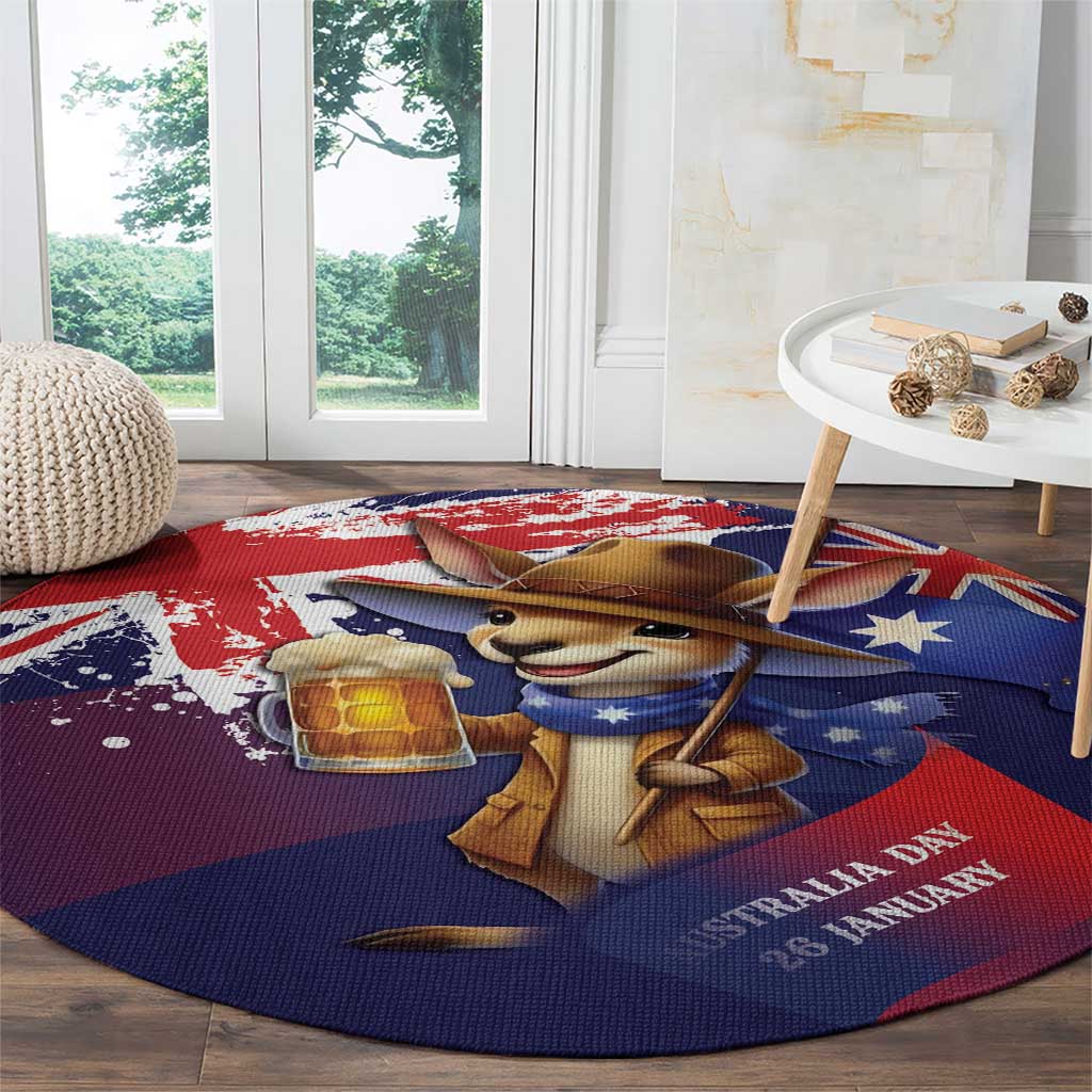 Australia Day Kangaroo Flag Round Carpet Aussie Aussie Aussie Oi Oi Oi - Aussie Hoodie