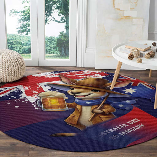 Australia Day Kangaroo Flag Round Carpet Aussie Aussie Aussie Oi Oi Oi - Aussie Hoodie