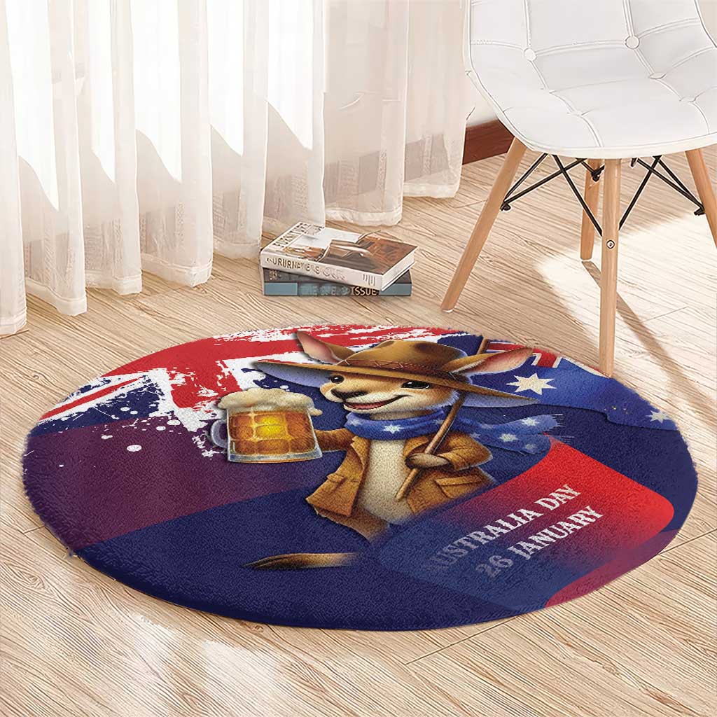 Australia Day Kangaroo Flag Round Carpet Aussie Aussie Aussie Oi Oi Oi - Aussie Hoodie